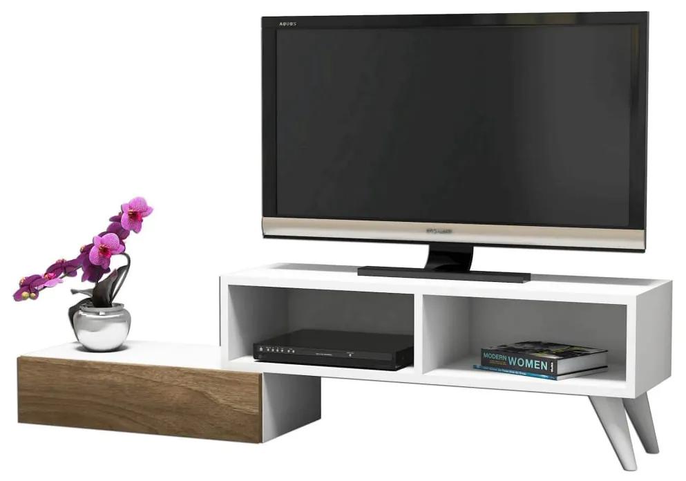 Homemania Tv-meubel Active 140x29,7x35 cm wit en walnootkleurig