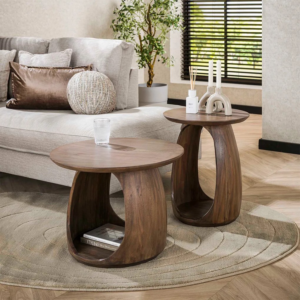 Houten Salontafel Open Design - 60 X 60cm.