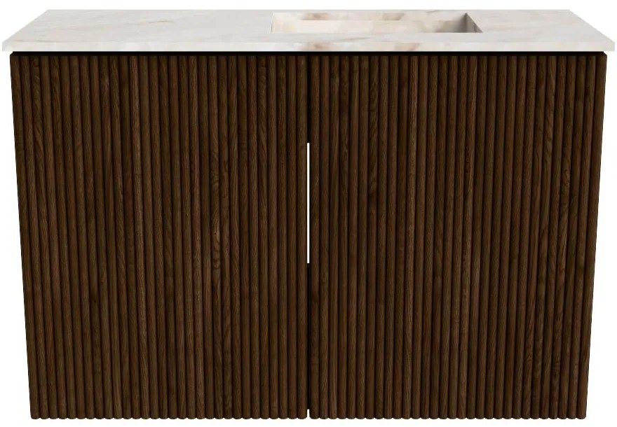 Mondiaz Joya DLux 60cm toiletmeubel walnut met wastafel faye rechts 1 kraangat frappe