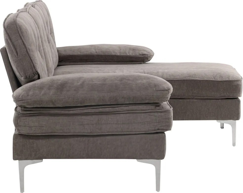 Jörn Reims Sofa - Bank met Chaise Longue - 3-Zitsbank - Grijs Stof - Jorn
