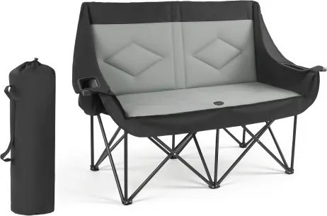 VEVOR Campingstoel voor 2 personen, opklapbare stoel, draagvermogen 300 kg, visstoel met 2 bekerhouders, wijnglashouders, tijdschriftenhouders en draagtassen, voor buitenactiviteiten, vissen, 1 stuk.