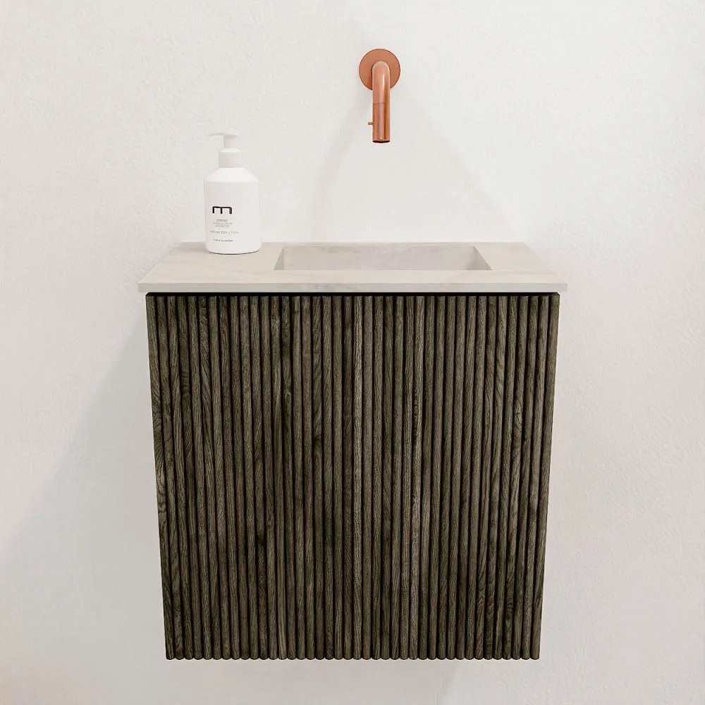 Mondiaz Joya DLux 40cm toiletmeubel shadow met wastafel faye rechts zonder kraangat ostra