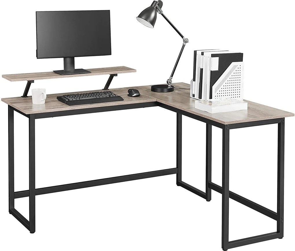 Nancy's Bureau - Bureaus - Hoekbureau - L-Vormig - Industrieel - Zwart/Bruin - 140 x 130 x 76cm