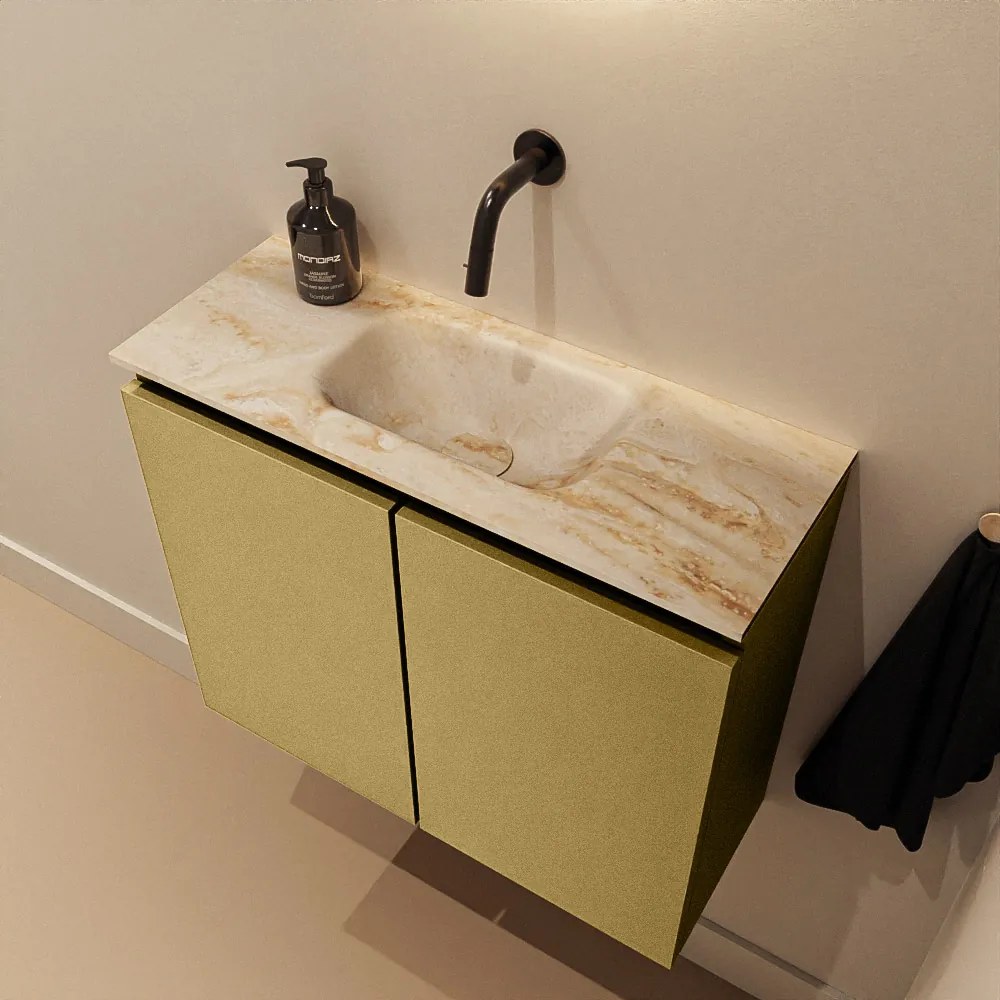 Mondiaz Ture DLux toiletmeubel 60cm oro met wastafel frappe midden zonder kraangat