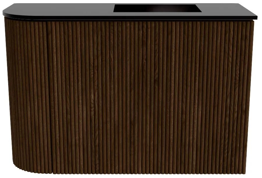 Mondiaz Joya 60cm toiletmeubel ronding links walnut met wastafel faye rechts zonder kraangat urban