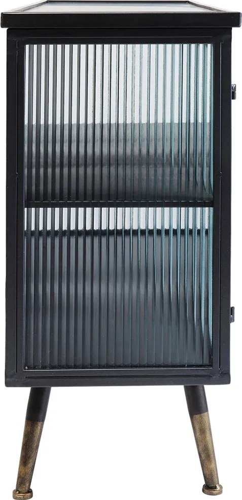 Dressoir Zwart Met Ribbelglas - 120x35x75cm.