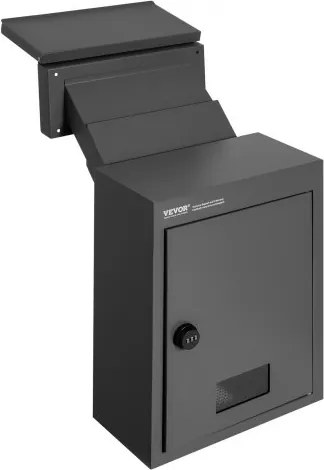 VEVOR Wandbrievenbus, Robuuste stalen inbouwbrievenbus voor muren van 70 tot 200 mm dik, Combinatieslot, Brievenbus 320 x 158 x 430 mm, Zwart
