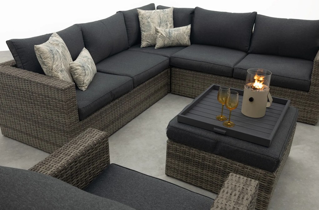 Atlanta wicker loungeset 5-delig – Organic grey - Garden impressions