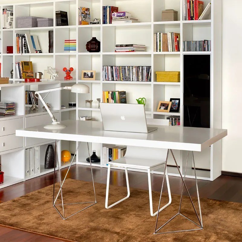 TemaHome Multi 180 Trestles Mat Wit Bureau Met Chroom 180 Cm - 180 X 90cm.