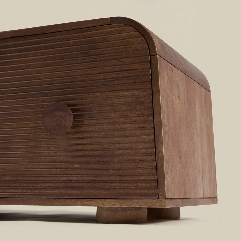 Houten Tv-meubel Met Ronde Hoeken - 140x40x43cm.