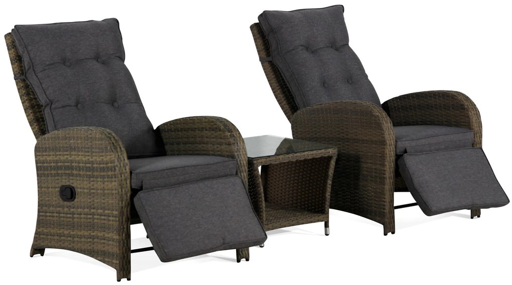 Bistroset 2 personen Wicker Grijs Garden Collections Detroit
