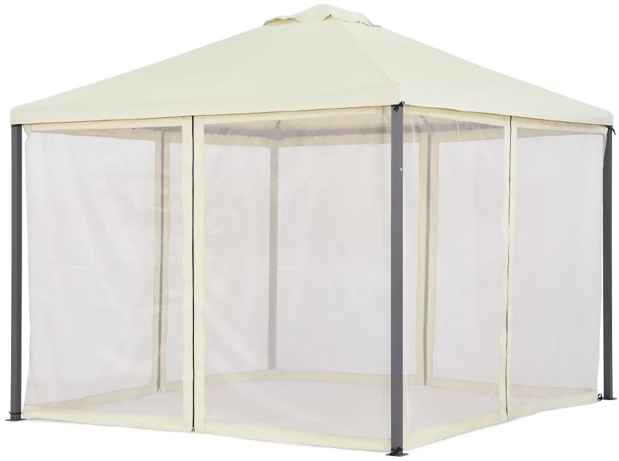 Beige tuinpaviljoen met muskietennet Madrid 3 x 3m Garden Point