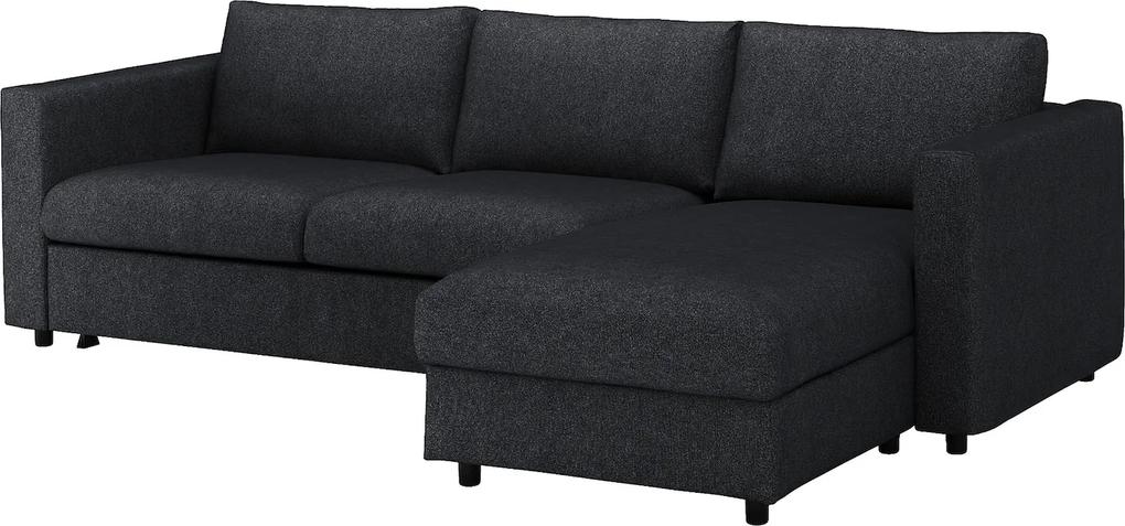 IKEA VIMLE 3-zits slaapbank Met chaise longue/tallmyra zwart/grijs - lKEA