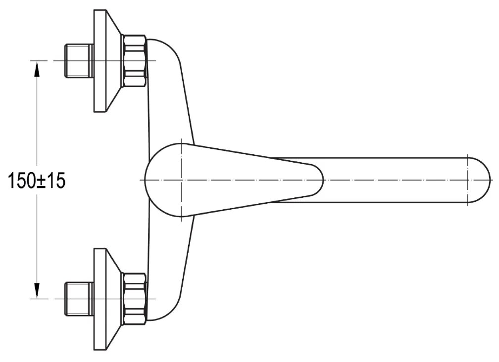Aqualine 35 wastafelkraan met gebogen uitloop 22cm hartafstand 15cm chroom