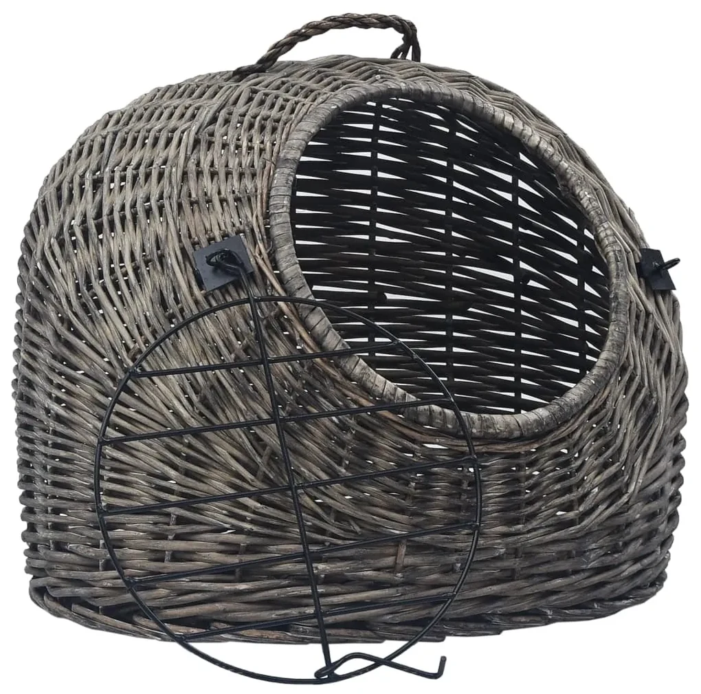vidaXL Kattendrager 60x45x45 cm natuurlijk wilgenhout grijs