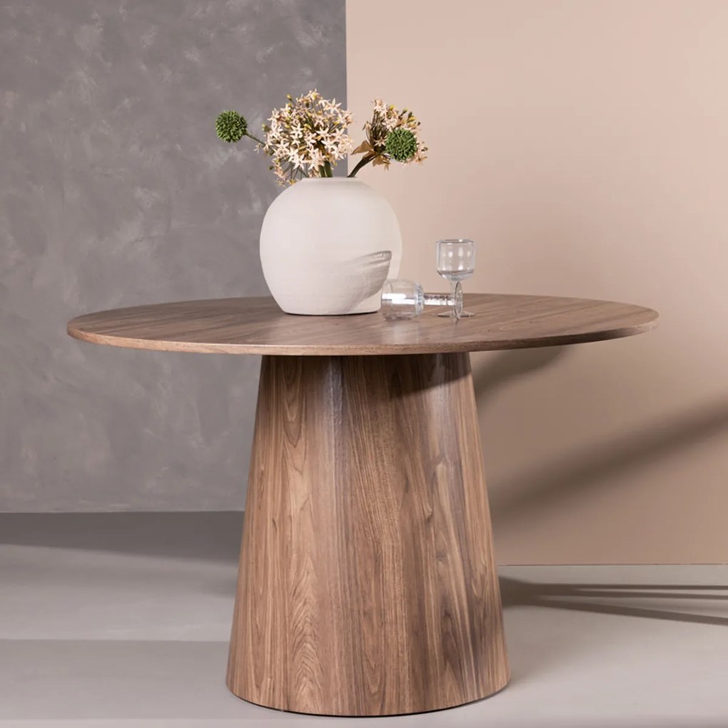 Ronde Eettafel Met Ronde Voet Naturel - 120 X 120cm.