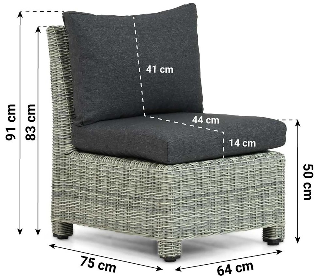 Loungeset 4 personen Wicker Grijs Garden Collections Lusso/Comodo