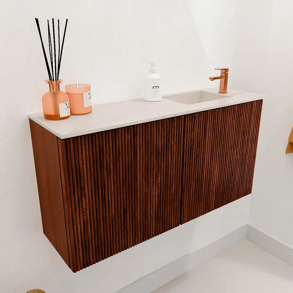 Mondiaz Joya DLux 80cm toiletmeubel ruby met wastafel faye rechts 1 kraangat meli