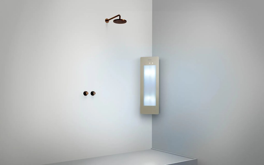 Sunshower Round Plus Small Sand White infraroodlamp en UV 33x95x10cm hoekopbouw