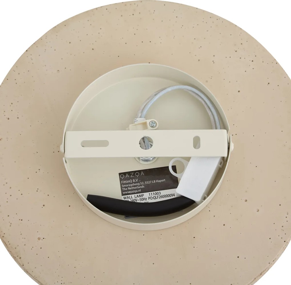 Japandi wandlamp naturel steen rond met opaal glas - Josie
