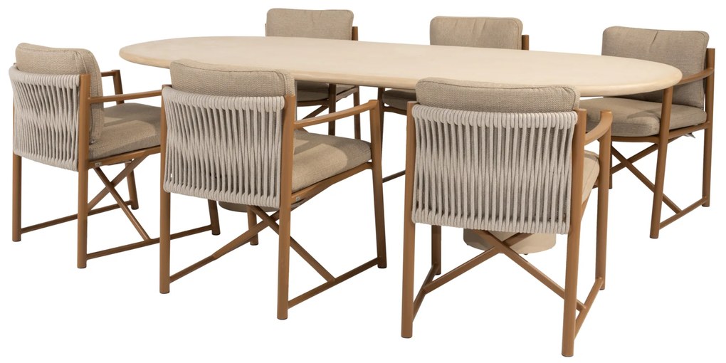 Hampton Marina dining tuinset 240x105xH75 cm 7 delig mortex amber 4 Seasons Outdoor