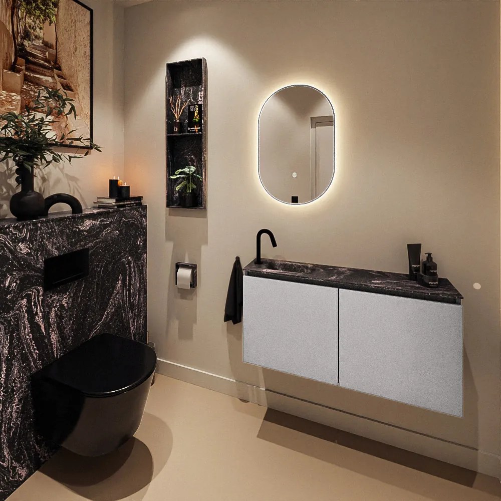 Mondiaz Ture DLux toiletmeubel 100cm plata met wastafel lava links met kraangat