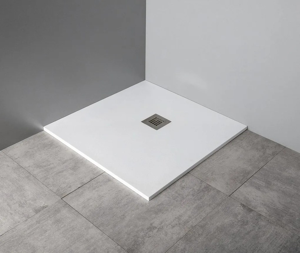 Gelco Mitia rechthoekige douchebak stone-look 140x100cm wit