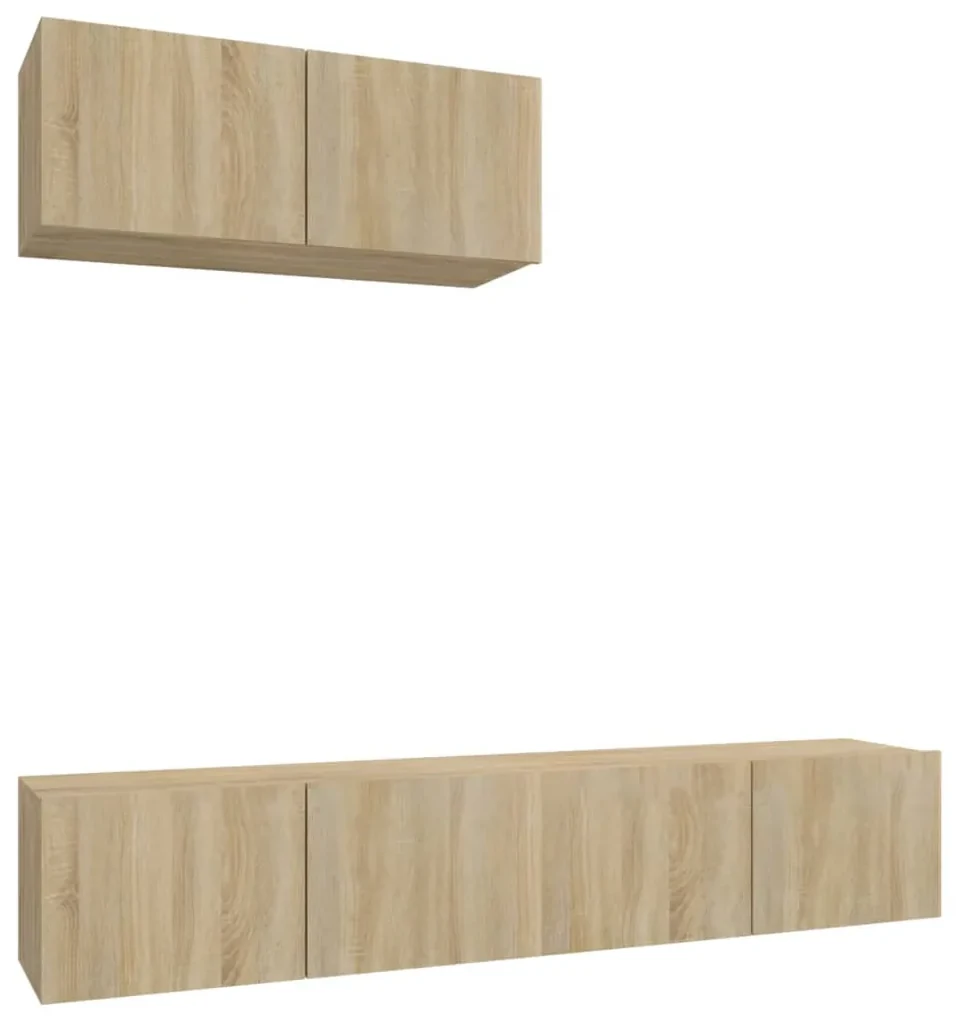 vidaXL 3-delige Tv-meubelset bewerkt hout sonoma eikenkleurig