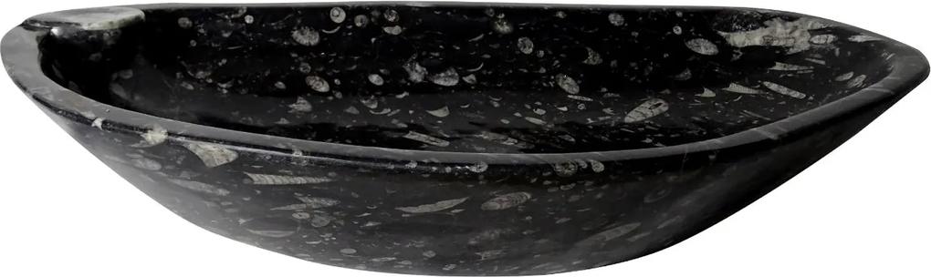 Zwart marmeren waskom | Eeuwenoud Orthoceras Fossiel | 45 x 75 x 12 cm