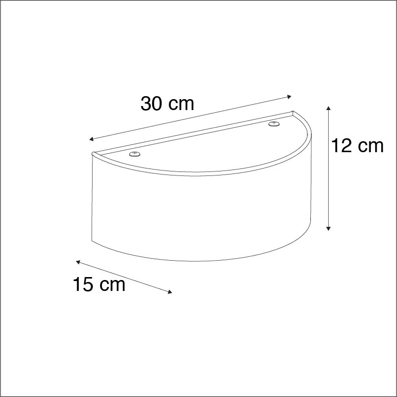 Stoffen Wandlamp grijs met half ronde kap - Drum Modern E27 Binnenverlichting Lamp