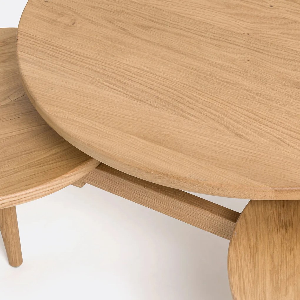 Salontafel met 3 bladen van eikenhout en fineer, Ruben