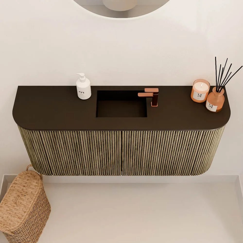 Mondiaz Joya 95cm toiletmeubel ronding links/rechts dusk met wastafel faye midden 1 kraangat urban