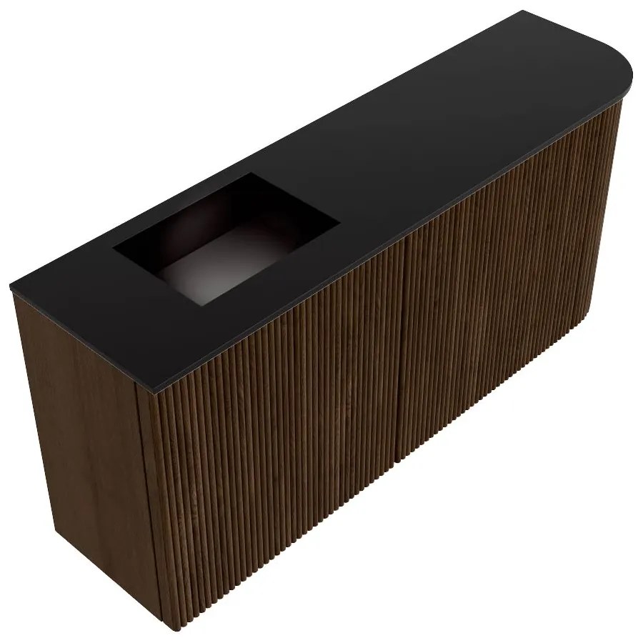 Mondiaz Joya 90cm toiletmeubel ronding rechts walnut met wastafel faye links 1 kraangat urban