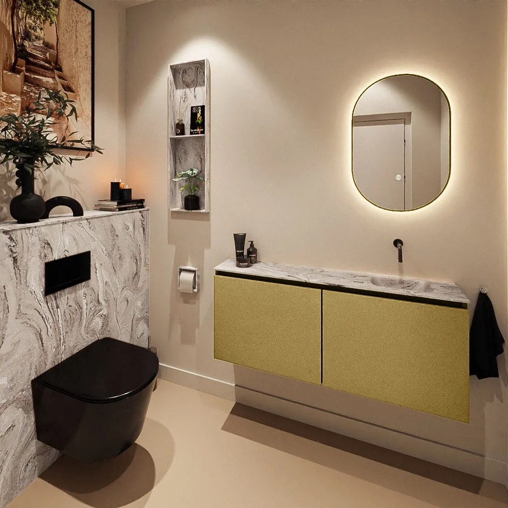 Mondiaz Ture DLux toiletmeubel 120cm oro met wastafel glace rechts zonder kraangat