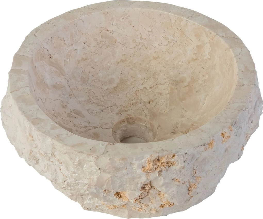 Sanigoods River waskom van natuur marmer 30-35x15cm crème
