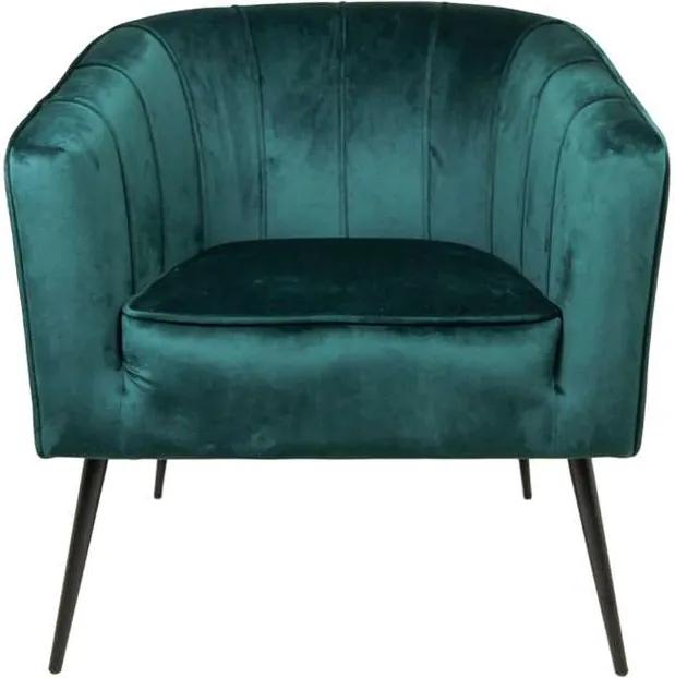 HSM Collection fauteuil Chester - velvet - donkergroen - Leen Bakker