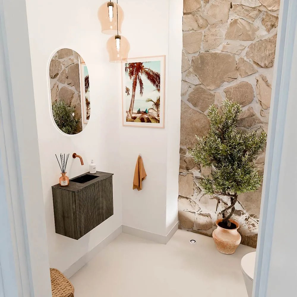 Mondiaz Joya DLux 50cm toiletmeubel shadow met wastafel faye rechts zonder kraangat lava