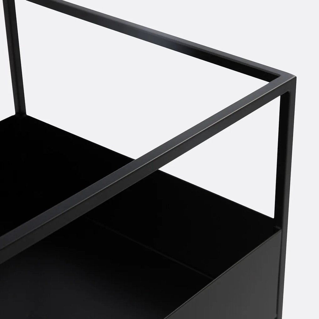 Opbergrek voor achter de bank met stalen lade, Miva