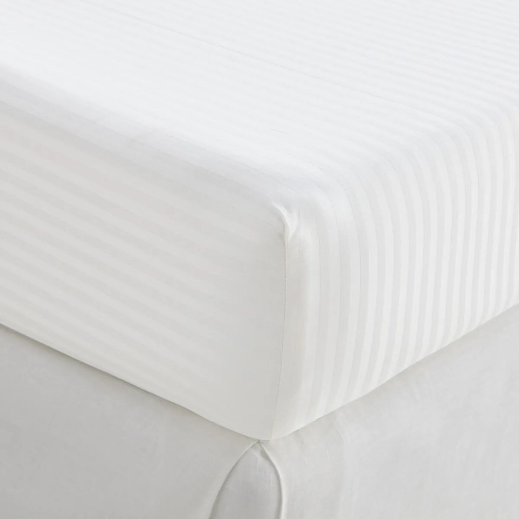 Hoeslaken satijn katoen, 153 draden, 30 cm kop, Opale gestreept