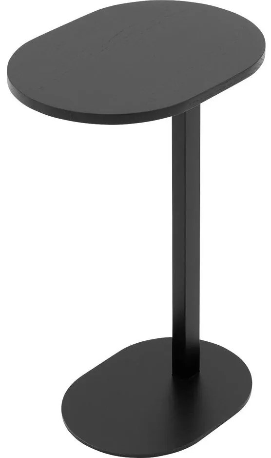 Goossens Nachtkastje Oval, Voet ovaal metaal ral 9005 zwart, blad massief eik