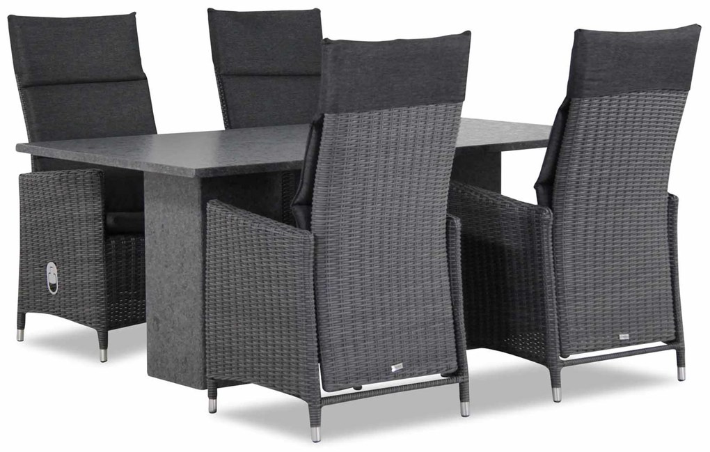 Tuinset 4 personen 180 cm Wicker Zwart Garden Collections Madera/Graniet