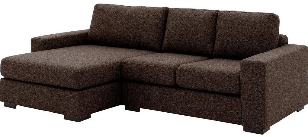 Goossens Bank Lucca bruin, stof, 2-zits, stijlvol landelijk met chaise longue links