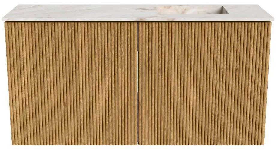 Mondiaz Joya DLux 80cm toiletmeubel oak met wastafel faye rechts zonder kraangat frappe