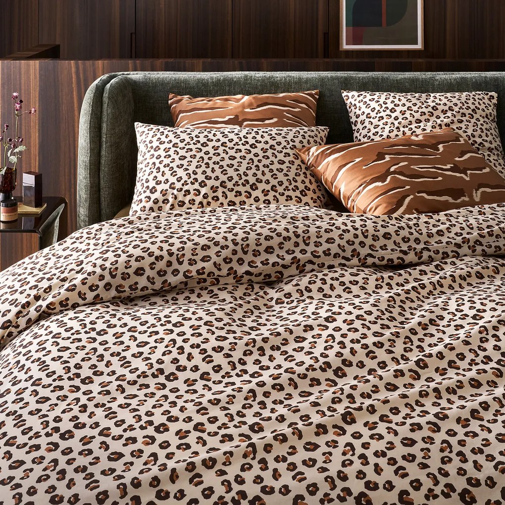 Bedset in katoen, vierkante kussensloop, Leopold