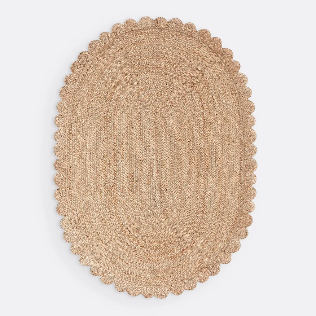 Ovalen vloerkleed in jute, Aftas