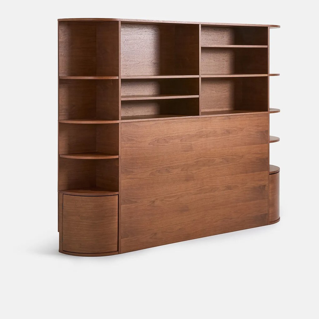 Hoofdeinde met opbergruimte, notenfineer, MADDY