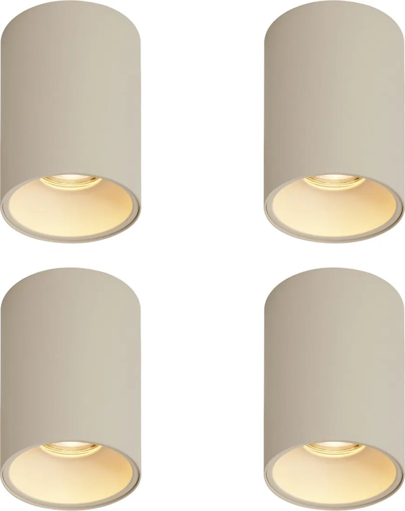 Set van 4 moderne opbouwspots beige GU10 50mm rond - Deep