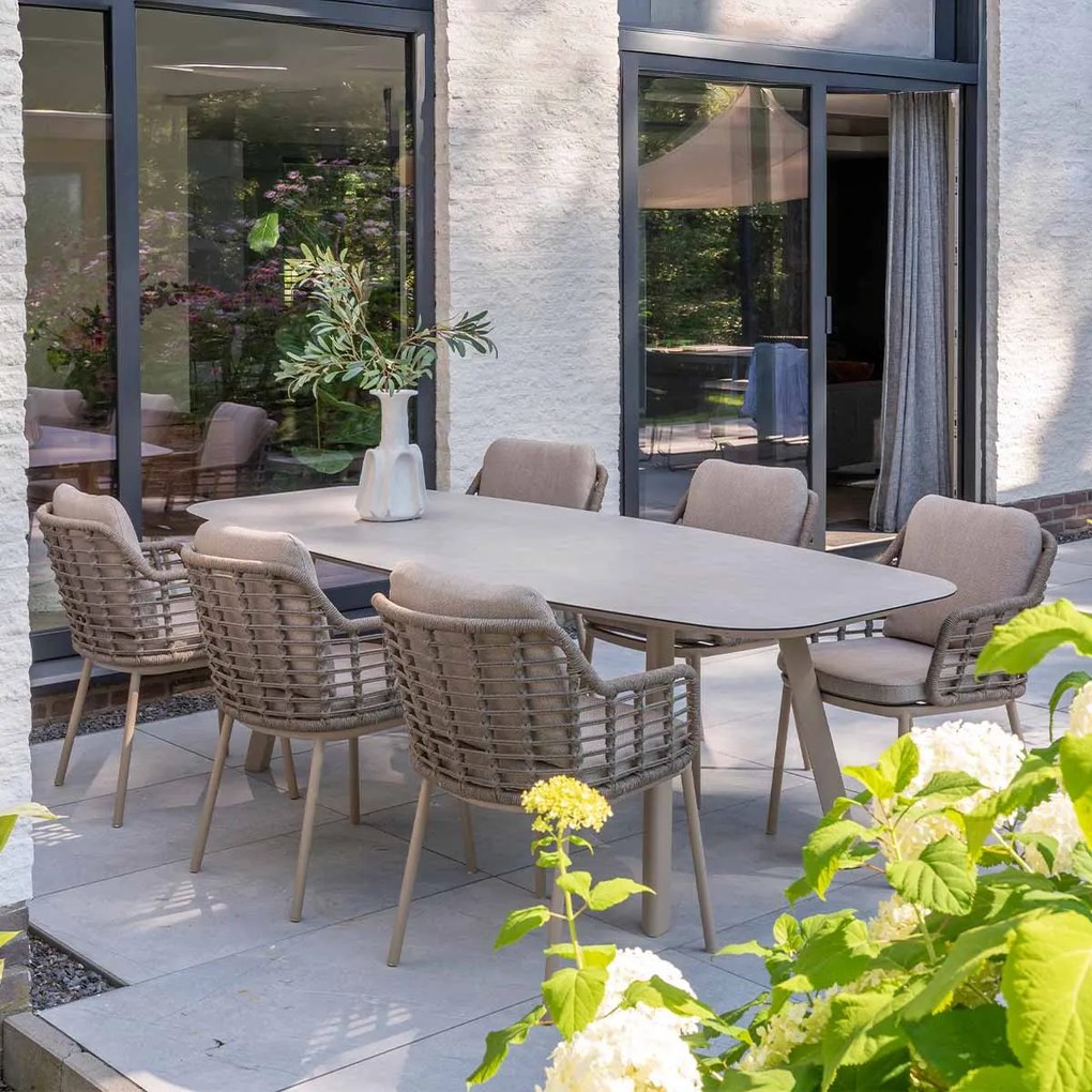 Taste by 4 Seasons Puglia tuinset 7-delig - Manolo tuintafel 240x103 cm - printed ceramic latte