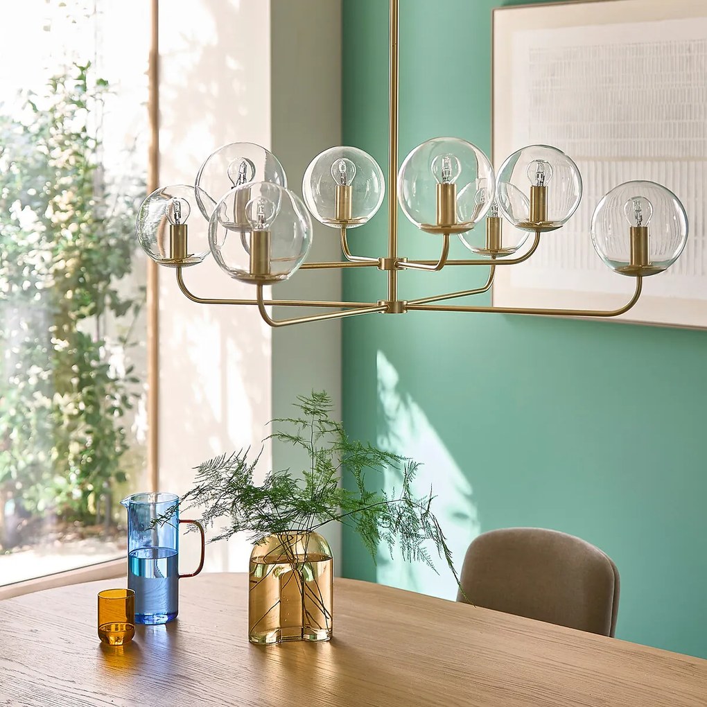 Hanglamp in messing en glas, Moricio