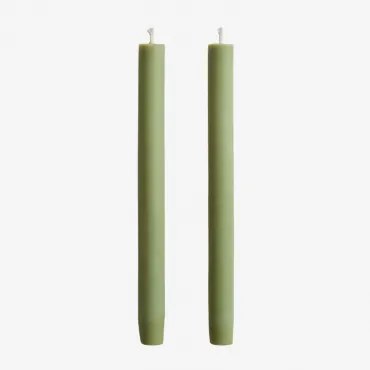 Set Van 2 Decoratieve Kaarsen Soraia Limoengroen - Sklum